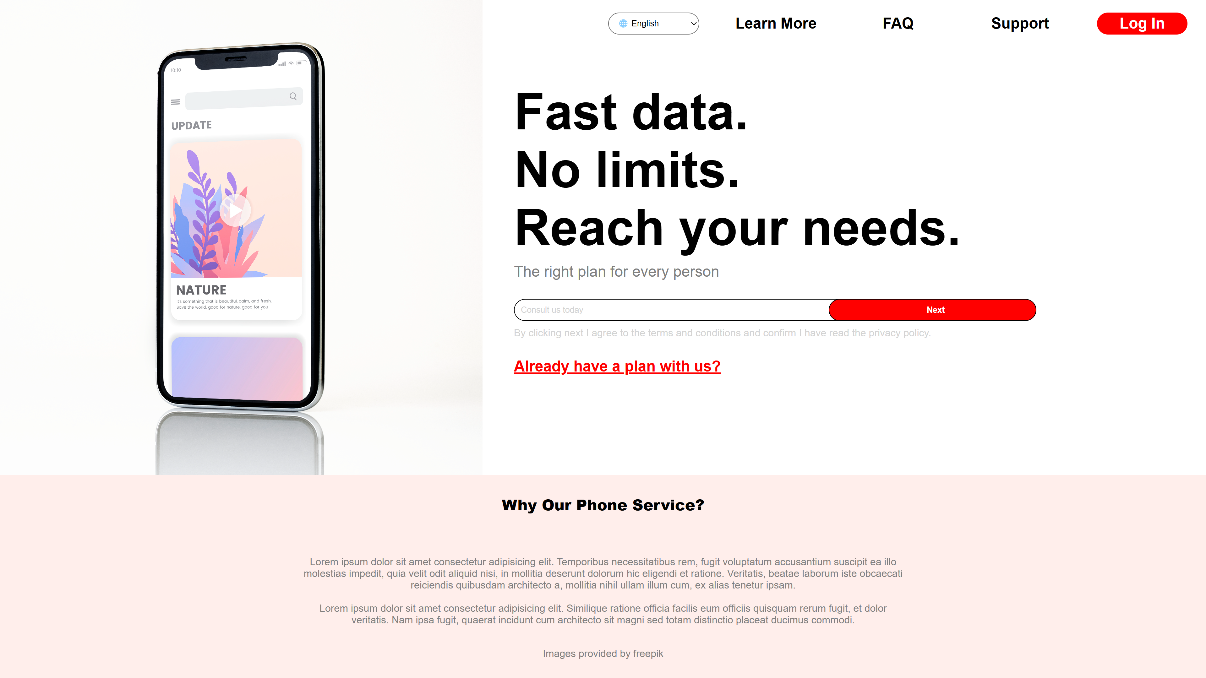 phone landing page preview